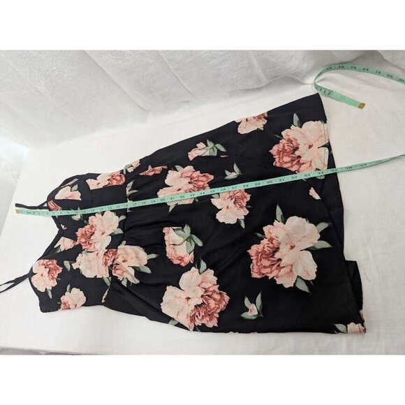 Maurices women's medium black dress with pink peonies built in bra, pockets J6 - Picture 6 of 8